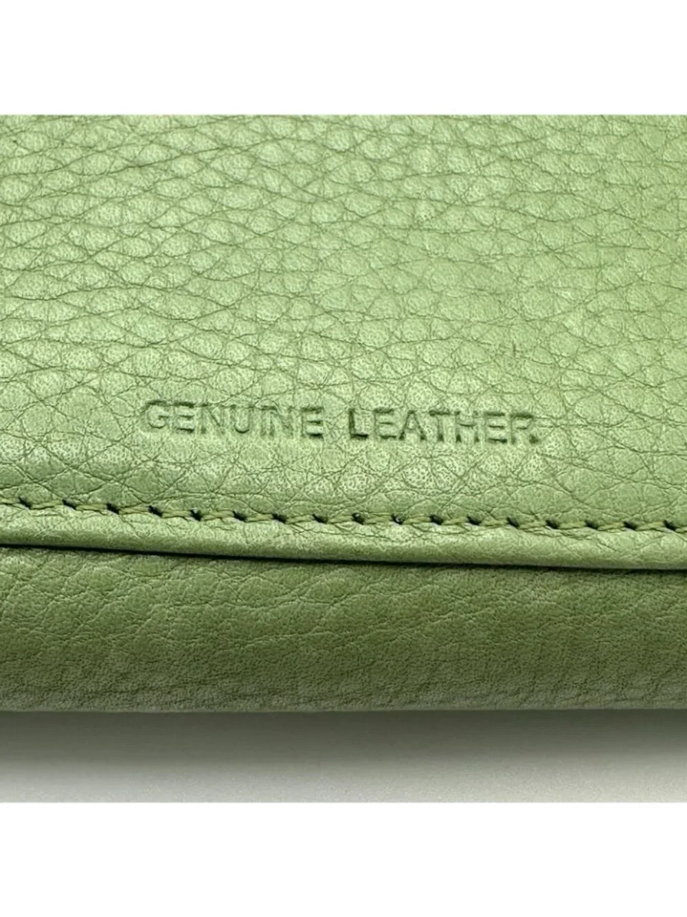 Green Wallet Checkbook Leather Exterior Snap Closure